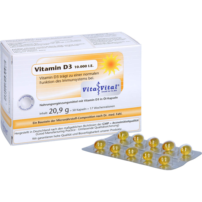 Vita Vital Vitamin D3 10,000 i.E. Kapseln, 50 pc Capsules