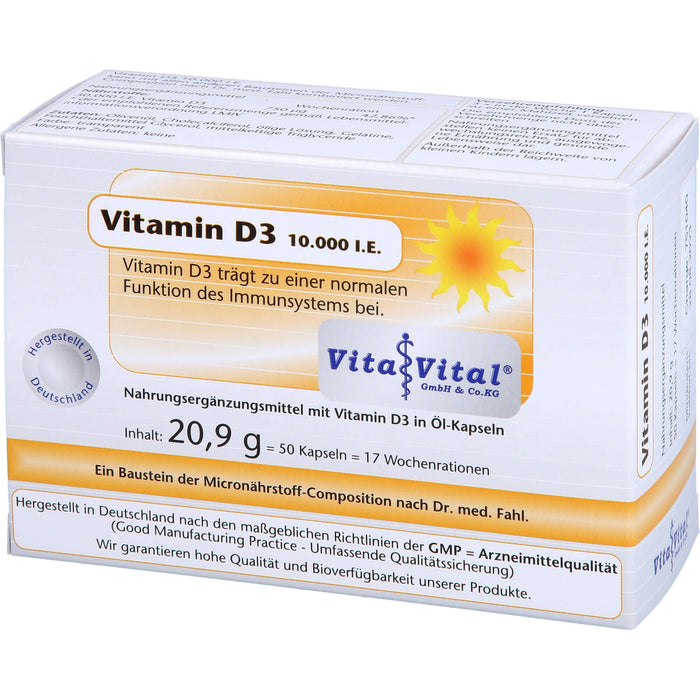 Vita Vital Vitamin D3 10,000 i.E. Kapseln, 50 pc Capsules