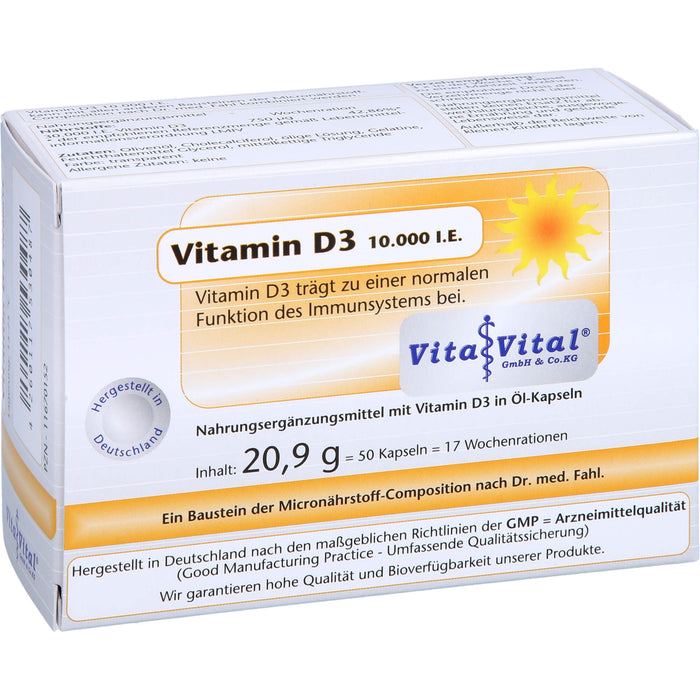 Vita Vital Vitamin D3 10,000 i.E. Kapseln, 50 pc Capsules