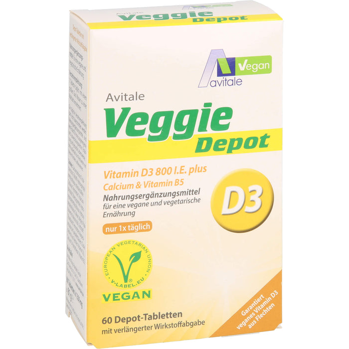 Veggie Depot Vitamin D3 800 I.E.+Calcium+B5, 60 St TAB