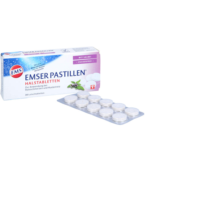 EMSER Pastillen Halstabletten mit Salbei zuckerfrei, 30 St. Tabletten