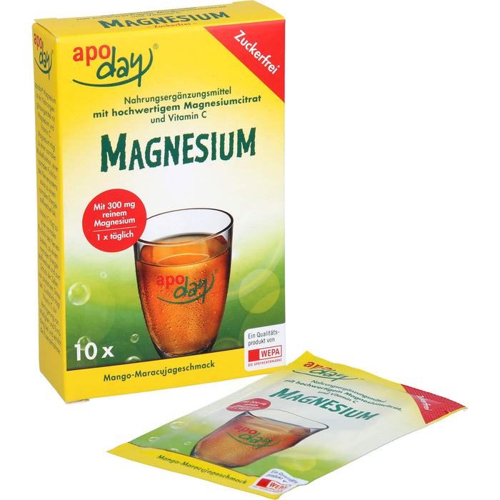 Apoday Magnesium Pulver mit Mango-Maracujageschmack zuckerfrei, 4.5 g Poudre