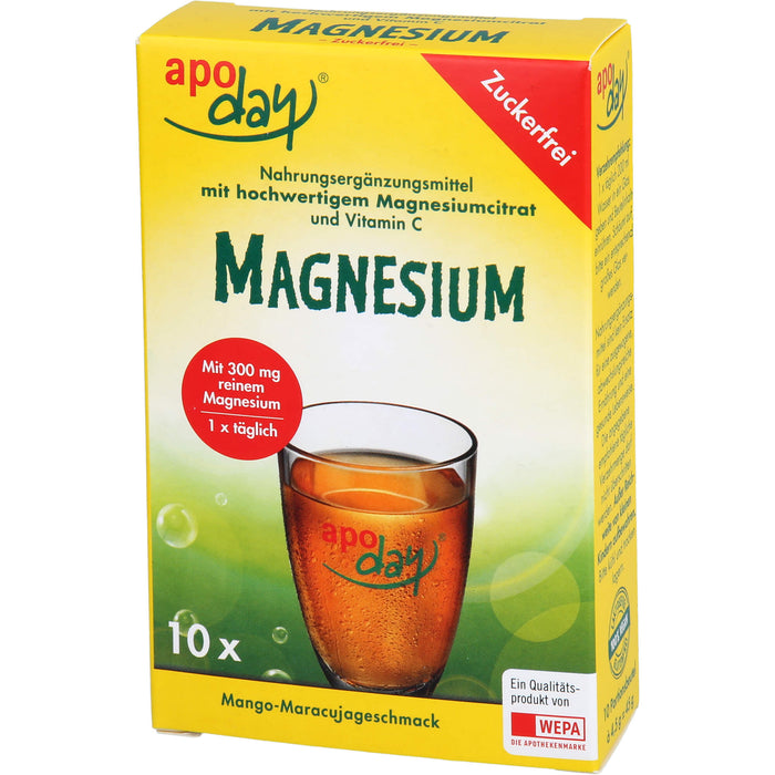 Apoday Magnesium Pulver mit Mango-Maracujageschmack zuckerfrei, 4.5 g Poudre