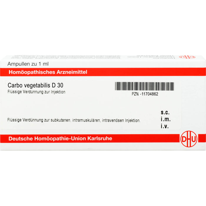 DHU Carbo vegetabilis D30 Ampullen, 8 St. Ampullen