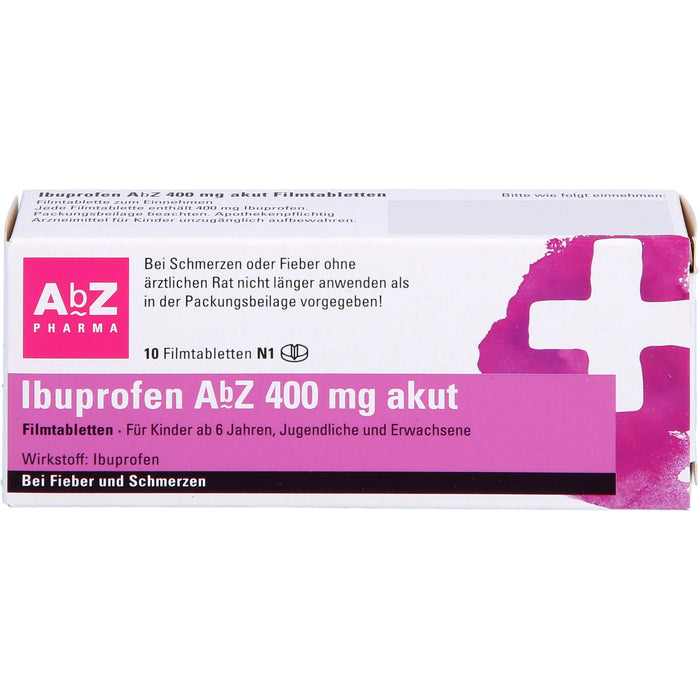 Ibuprofen AbZ 400 mg akut Filmtabletten, 10 pcs. Tablets