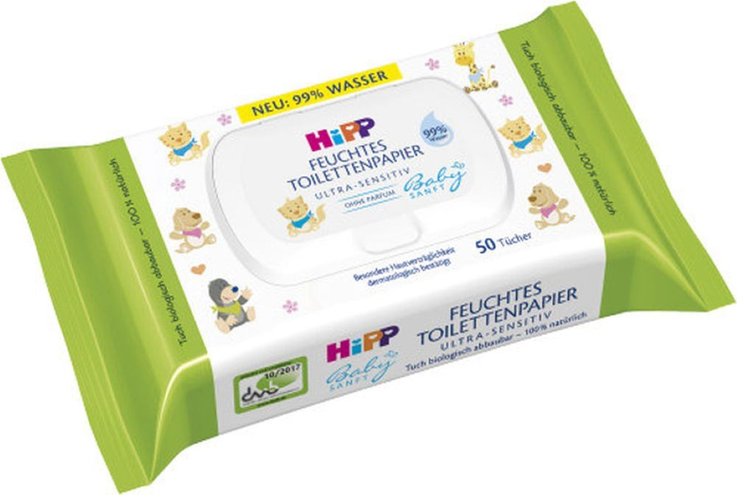 HiPP Babysanft feuchtes Toilettenpapier, 50 pc Tissus