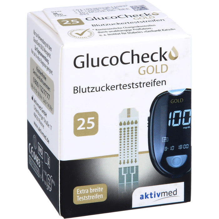 GlucoCheck GOLD Blutzuckerteststreifen, 25 pc Bandelettes réactives