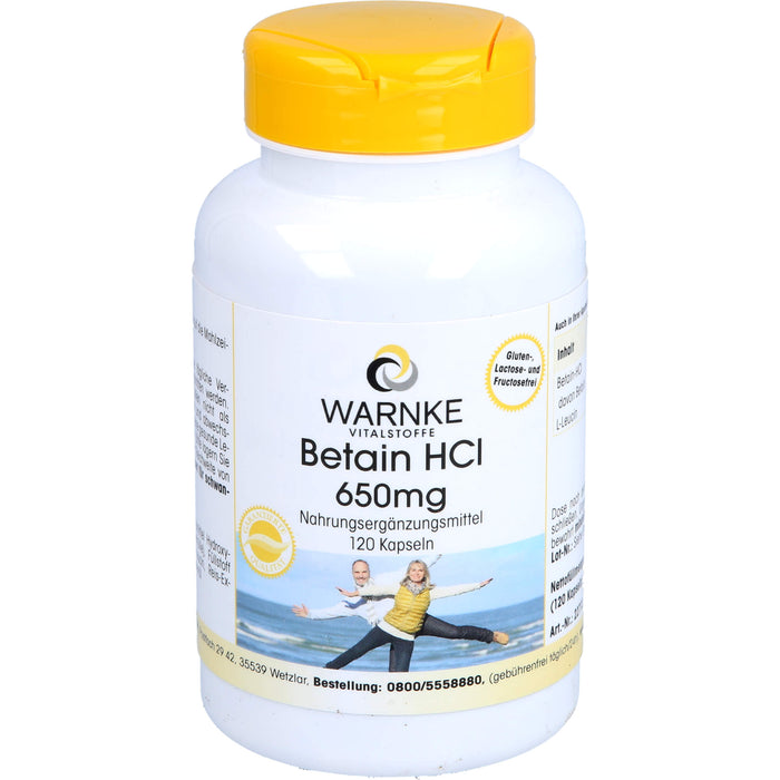 WARNKE Betain HCl 650 mg Kapseln, 120 pcs. Capsules