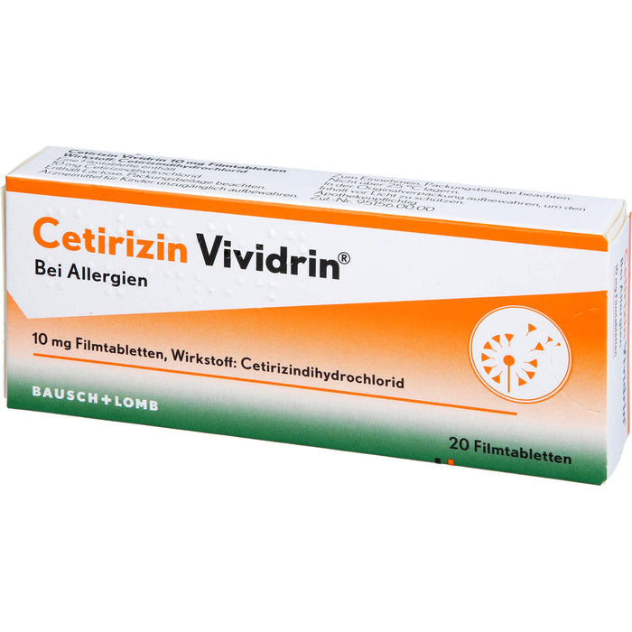 Cetirizin Vividrin 10 mg Filmtabletten, 20 pc Tablettes