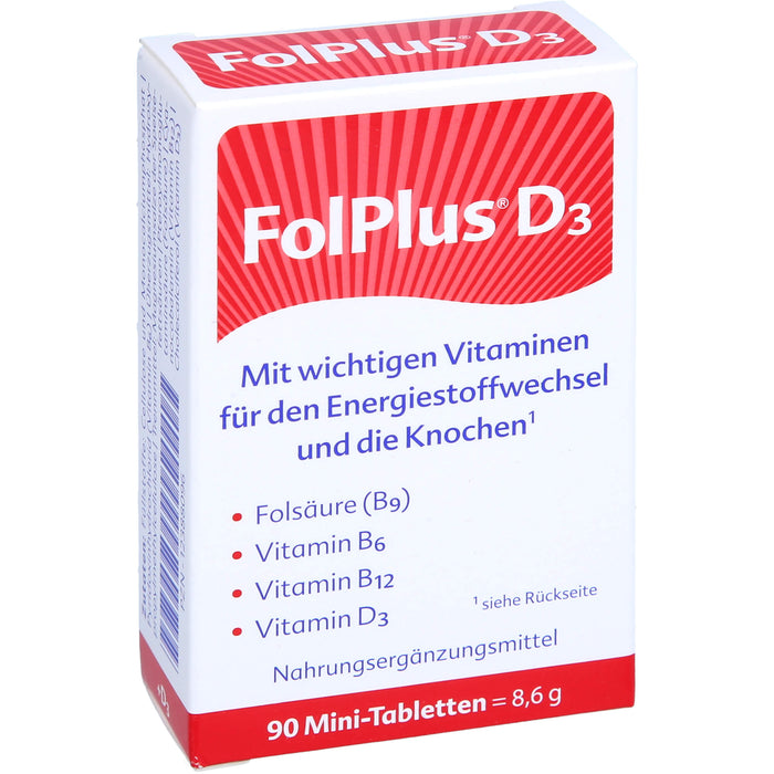 FolPlus + Vitamin D3 Mini-Tabletten, 90 St. Tabletten