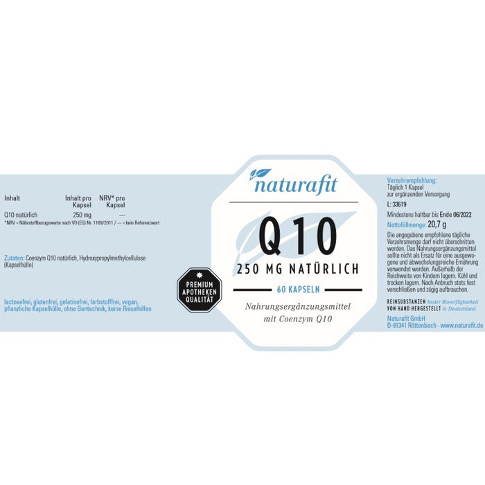 naturafit Q10 250 mg Kapseln, 60 St. Kapseln