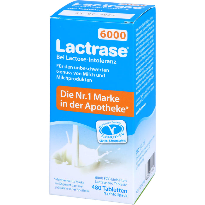 Lactrase 6000 bei Lactose-Intoleranz Tabletten Nachfüllpack, 480 pcs. Tablets