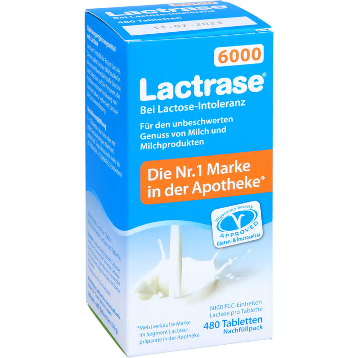 Lactrase 6000 bei Lactose-Intoleranz Tabletten Nachfüllpack, 480 pc Tablettes