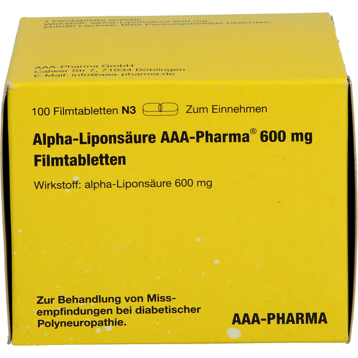 Alpha-Liponsäure AAA-Pharma 600 mg Filmtabletten, 100 pc Tablettes