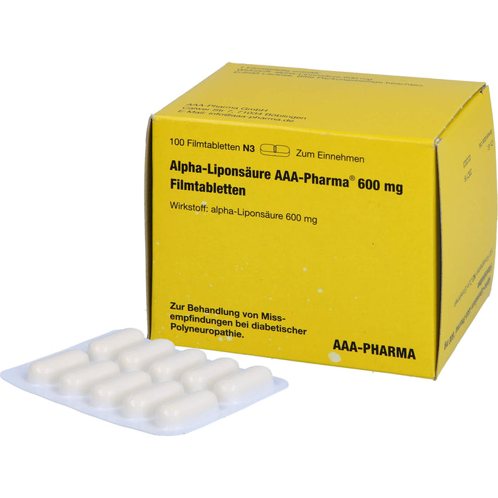 Alpha-Liponsäure AAA-Pharma 600 mg Filmtabletten, 100 pc Tablettes