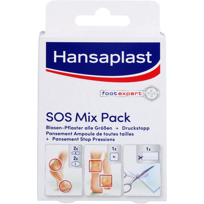 Hansaplast SOS Mix Pack Blasenpflaster alle Größen + Druckstopp Pflaster, 6 St. Pflaster