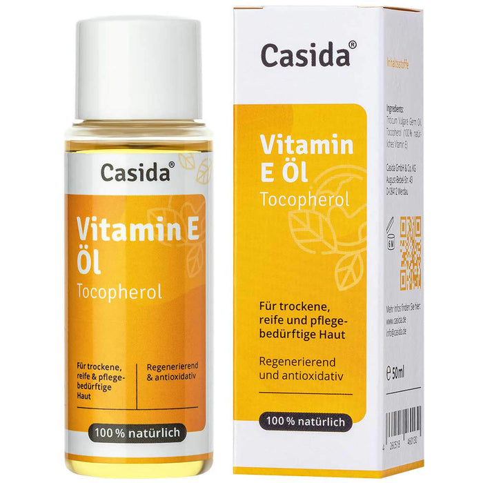 Casida Vitamin E Öl Tocopherol natürlich für trockene, reife und pflegebedürftige Haut, 50 ml Huile