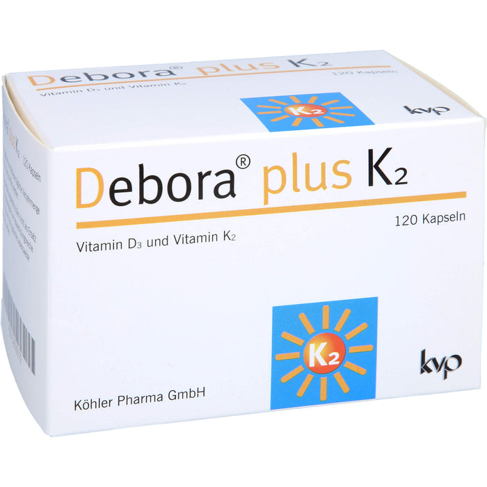 Debora plus K2 Vitamin D3 und Vitamin K2 Kapseln, 120 pc Capsules