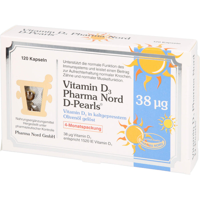 Vitamin D3 Pharma Nord D-Pearls 38 µg Kapseln, 120 pc Capsules