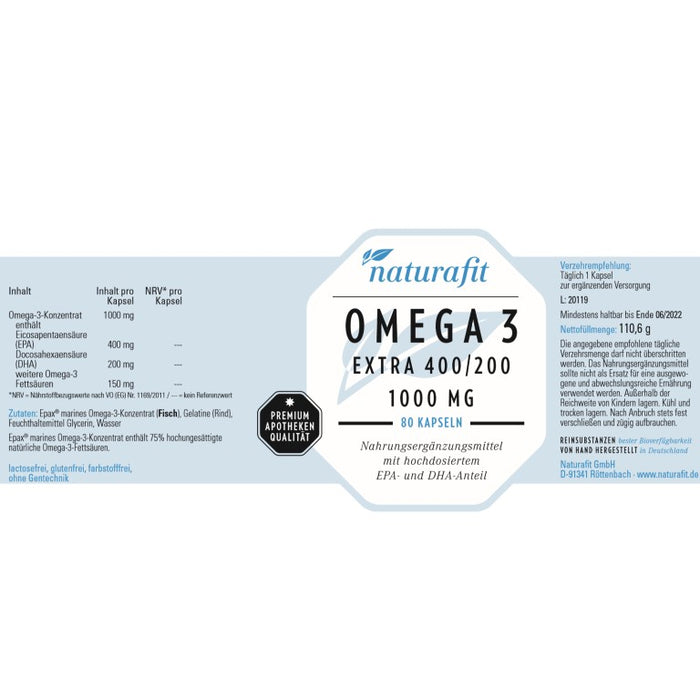 naturafit Omega 3 Extra 400/200 Kapseln, 80 pcs. Capsules