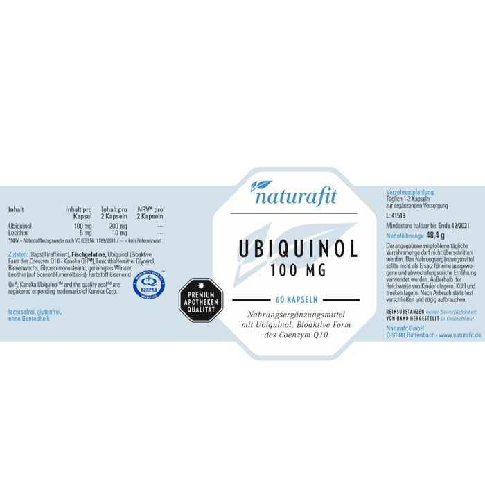 naturafit Ubiquinol 100 mg Kapseln, 60 pcs. Capsules