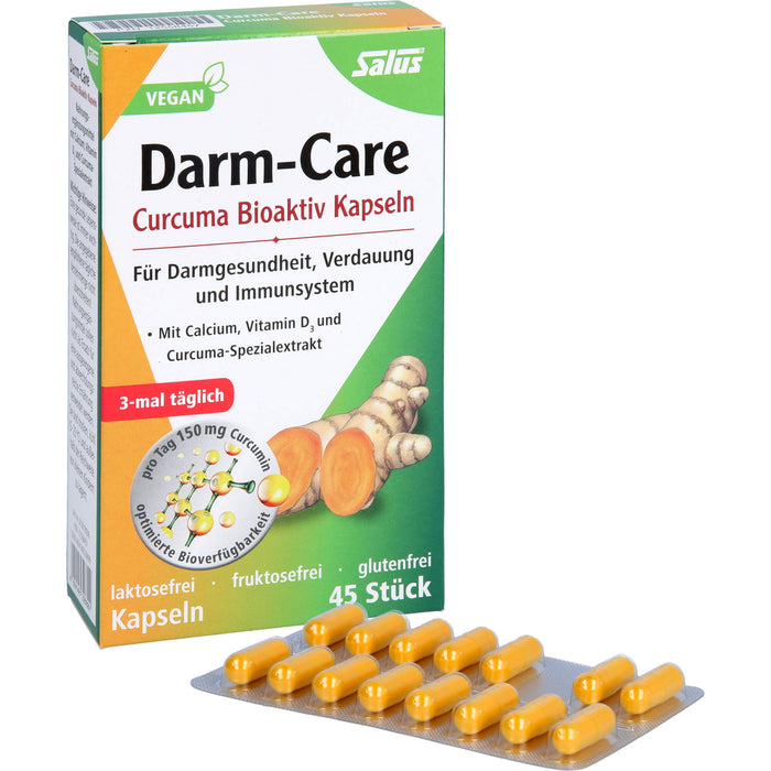 Salus Darm-Care Curcuma Bioaktiv Kapseln für Darmgesundheit, Verdauung und Immunsystem, 45 pcs. Capsules