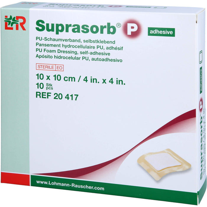 Suprasorb P PU-Schaumv.10x10 cm selbstklebend, 10 St VER