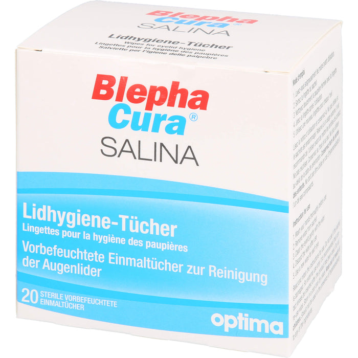 BlephaCura SALINA Lidhygiene-Tücher, sterile vorbefeuchtete Einmaltücher zur Reinigung der Augenlider, 20 pcs. Cloths