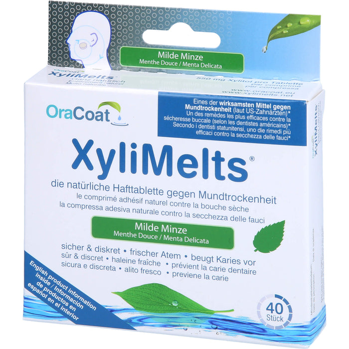 OraCoat XyliMelts Hafttabletten milde Minze gegen Mundtrockenheit, 40 pcs. Tablets