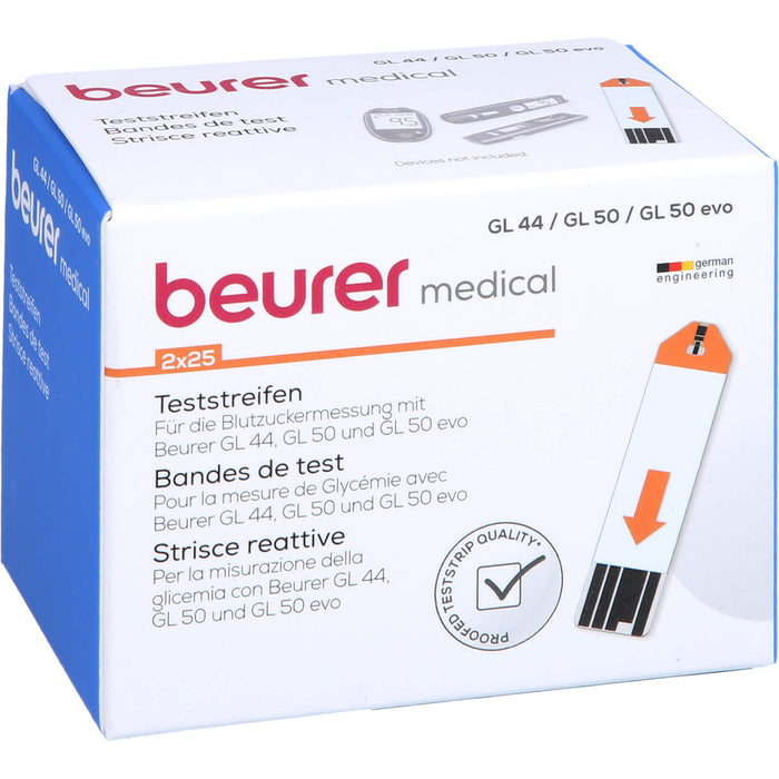 beurer medical Teststreifen für die Blutzuckermessung, 50 pc Bandelettes réactives