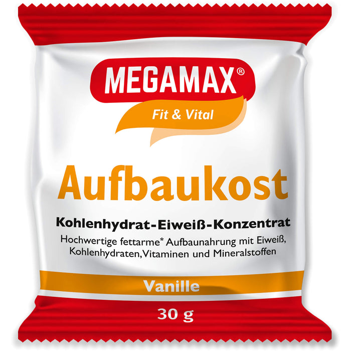 MEGAMAX Fit & Vital Aufbaukost Kohlenhydrat-Eiweiß-Konzentrat Vanille-Geschmack, 30 g Poudre