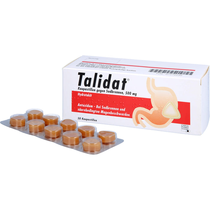 Talidat Kaupastillen gegen Sodbrennen, 500 mg, 50 St PAS