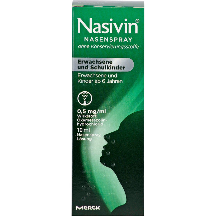 Nasivin Nasenspray ohne Konservierungsstoffe für Erwachsene und Schulkinder, 10 ml Lösung