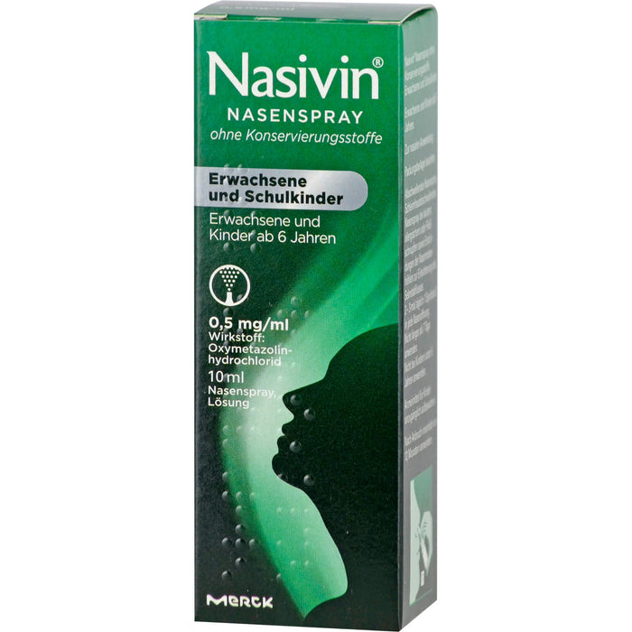 Nasivin Nasenspray ohne Konservierungsstoffe für Erwachsene und Schulkinder, 10 ml Lösung