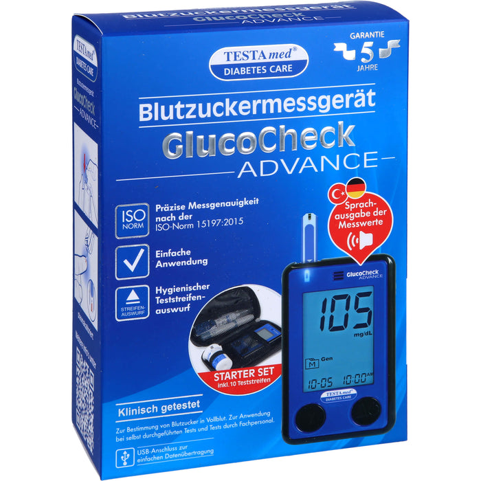 TESTAmed GlucoCheck Advance Blutzuckermessgerät, 1 St. Gerät