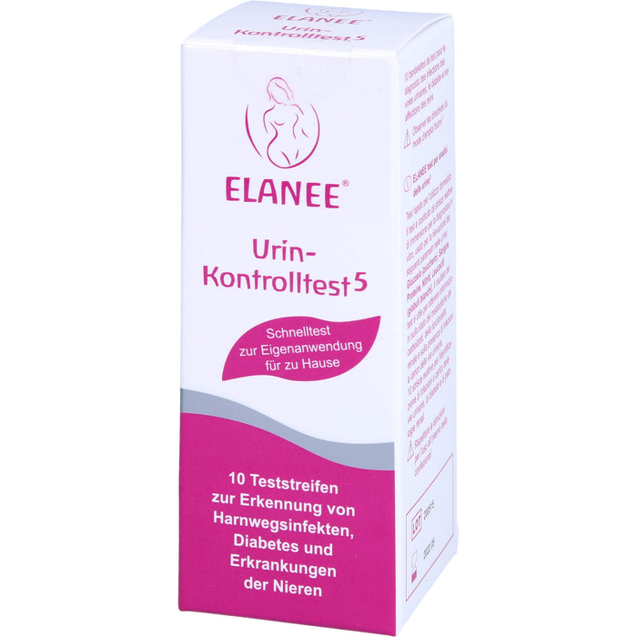 ELANEE Urin-Kontrolltest 5 zur Erkennung von Harnwegsinfektionen, Dabietes und Erkrankungen der Nieren, 10 pcs. Test strips