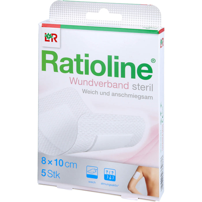 Ratioline Wundverband 10 cm x 8 cm steril, 5 St. Wundauflagen