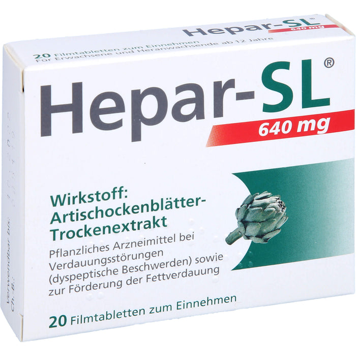 Hepar-SL 640 mg Filmtabletten bei Verdauungsstörungen, 20 pcs. Tablets