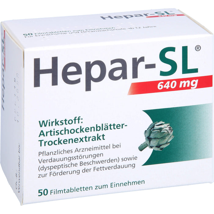 Hepar-SL 640 mg Filmtabletten bei Verdauungsstörungen, 50 St. Tabletten