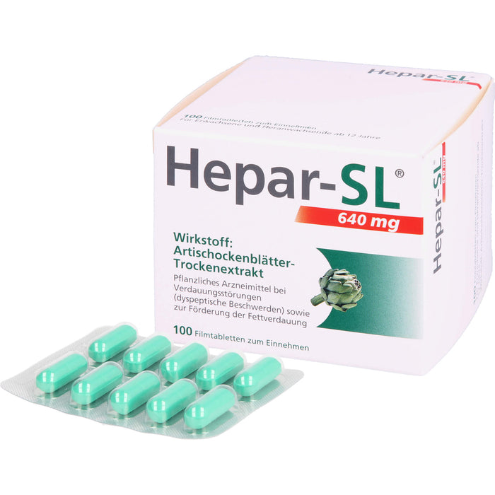 Hepar-SL 640 mg Artischockenblätter-Trockenextrakt Filmtabletten, 100 St. Tabletten