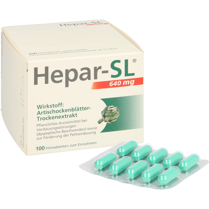 Hepar-SL 640 mg Artischockenblätter-Trockenextrakt Filmtabletten, 100 St. Tabletten