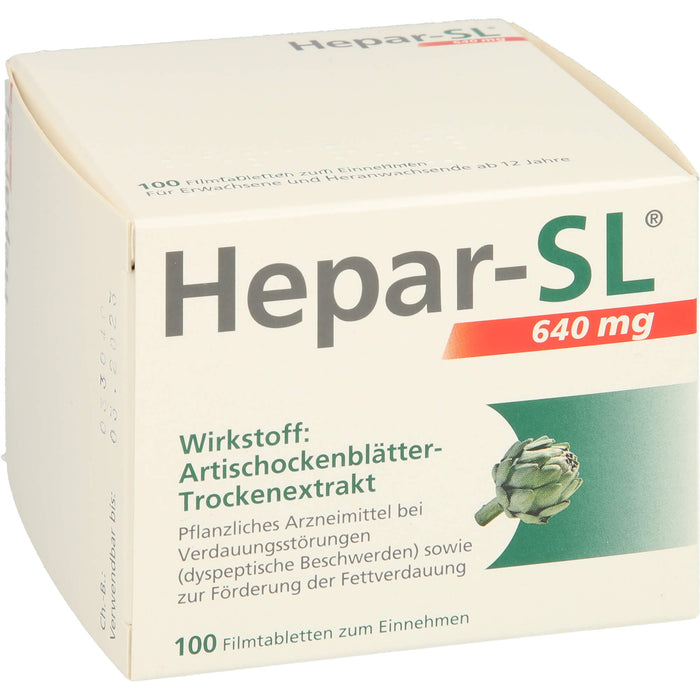 Hepar-SL 640 mg Artischockenblätter-Trockenextrakt Filmtabletten, 100 pcs. Tablets