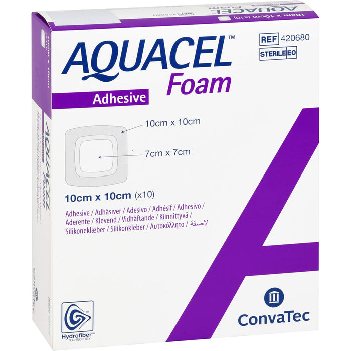 AQUACEL Foam adhäsiv 10x10 cm Verband, 10 St VER