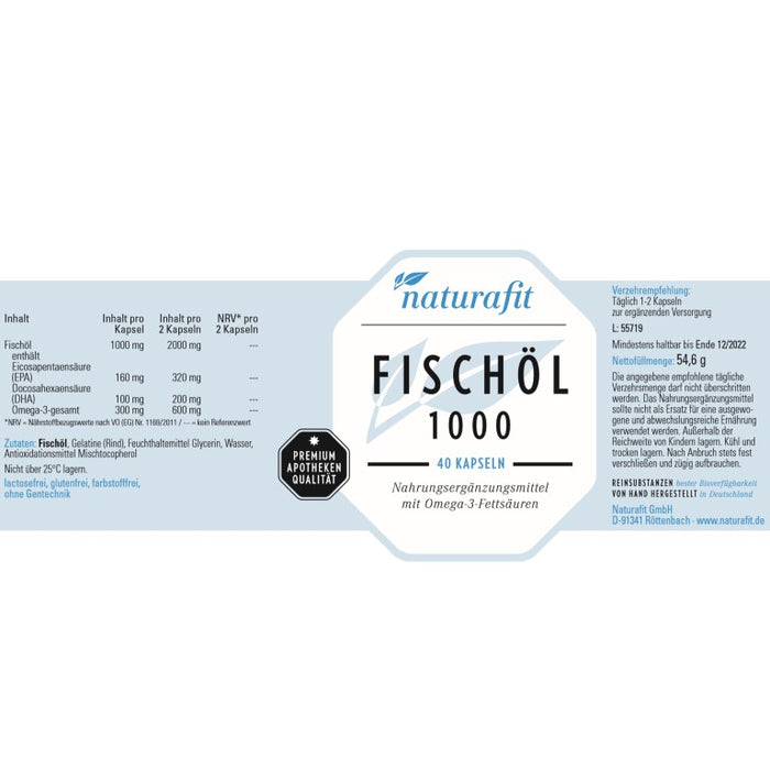 naturafit Fischöl 1000 Kapseln, 40 pcs. Capsules