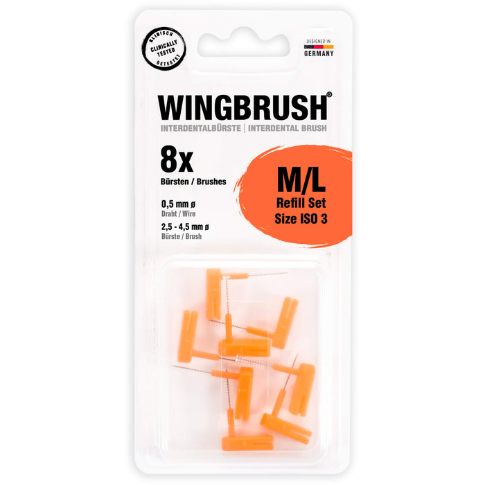 WINGBRUSH Refill Set interdental.ISO 3Medium/Large, 8 St ZBU