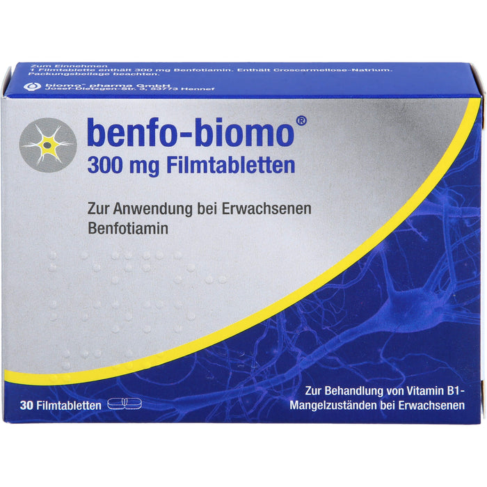 benfo-biomo 300 mg Filmtabletten bei Vitamin B1-Mangelzuständen, 30 pc Tablettes