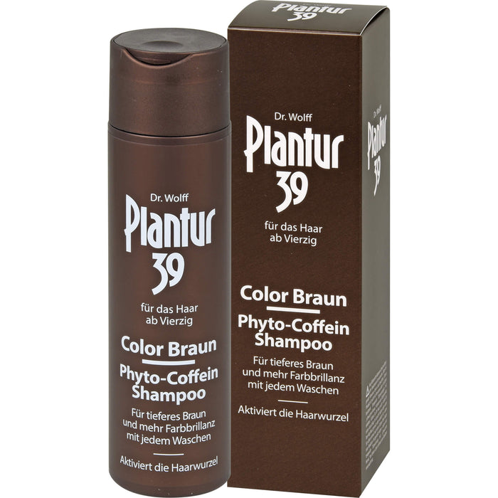 Plantur 39 Color Braun Phyto-Coffein-Shampoo für tieferes Braun und mehr Farbbrillanz mit jedem Waschen, 250 ml Shampoing