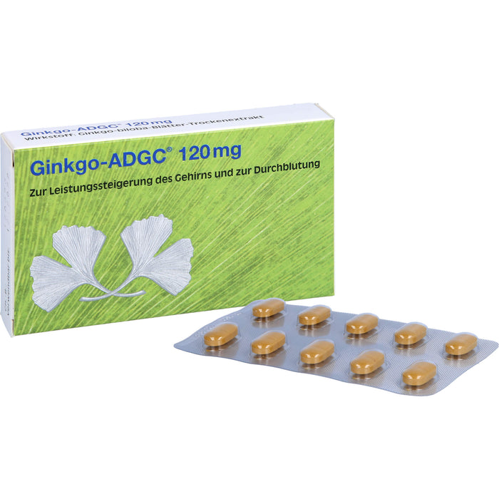 Ginkgo-ADGC 120 mg Filmtabletten zur Leistungssteigerung des Gehirns und zur Durchblutung, 20 pcs. Tablets