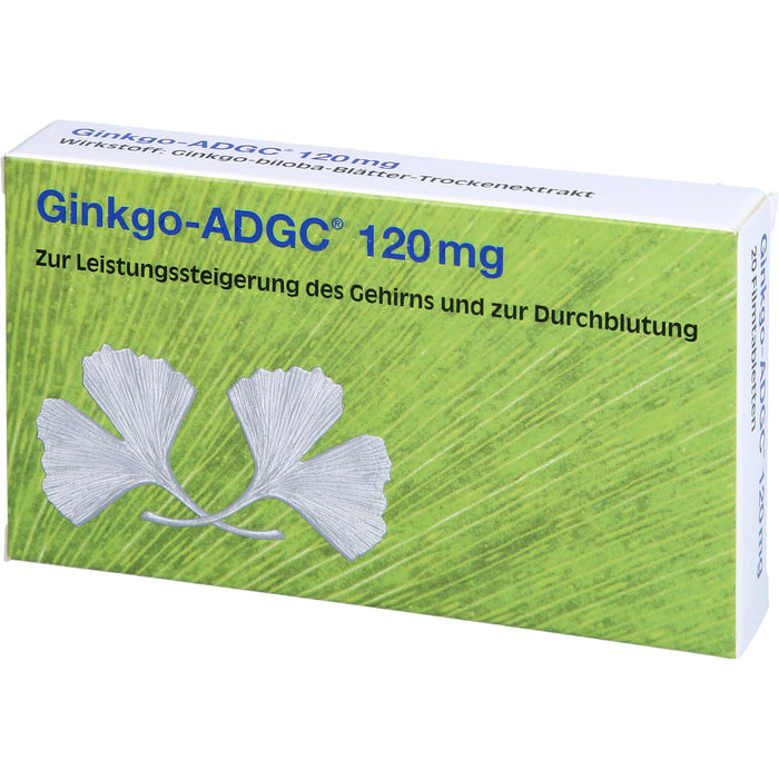 Ginkgo-ADGC 120 mg Filmtabletten zur Leistungssteigerung des Gehirns und zur Durchblutung, 20 pc Tablettes