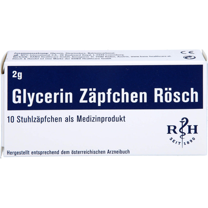 Glycerin Zäpfchen Rösch 1 g gegen Verstopfung, 10 pc Suppositoires